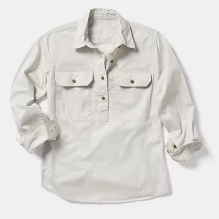 Half Button Long Sleeve Work Shirt
