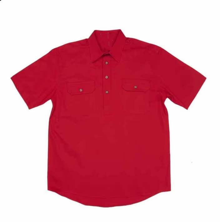 Half Button Short Sleeve Work Shirt
