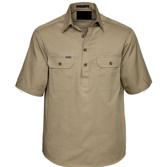 Half Button Short Sleeve Work Shirt
