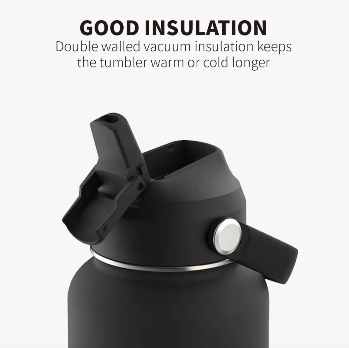 Outdoor Vacuum Insulated Sport Water Bottle with 3 Lids