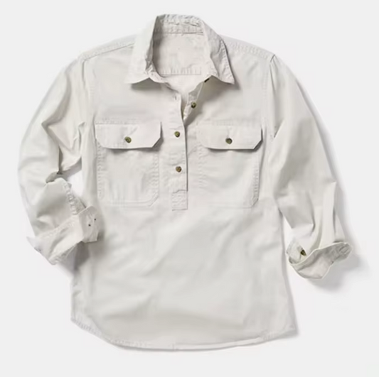 Half Button Long Sleeve Work Shirt