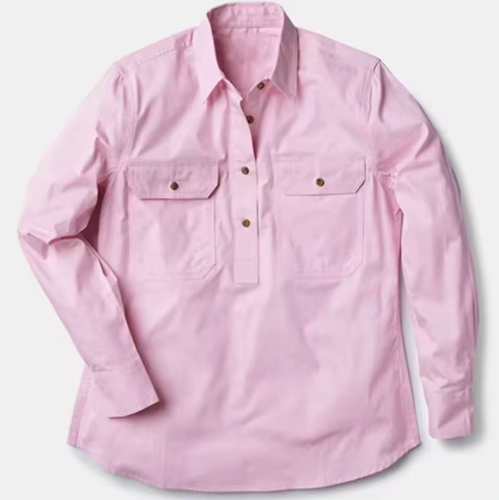 Half Button Long Sleeve Work Shirt