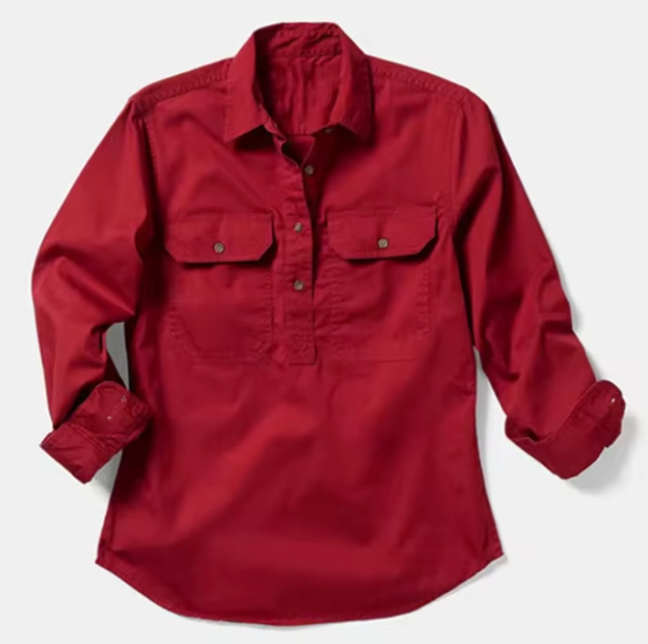 Half Button Long Sleeve Work Shirt