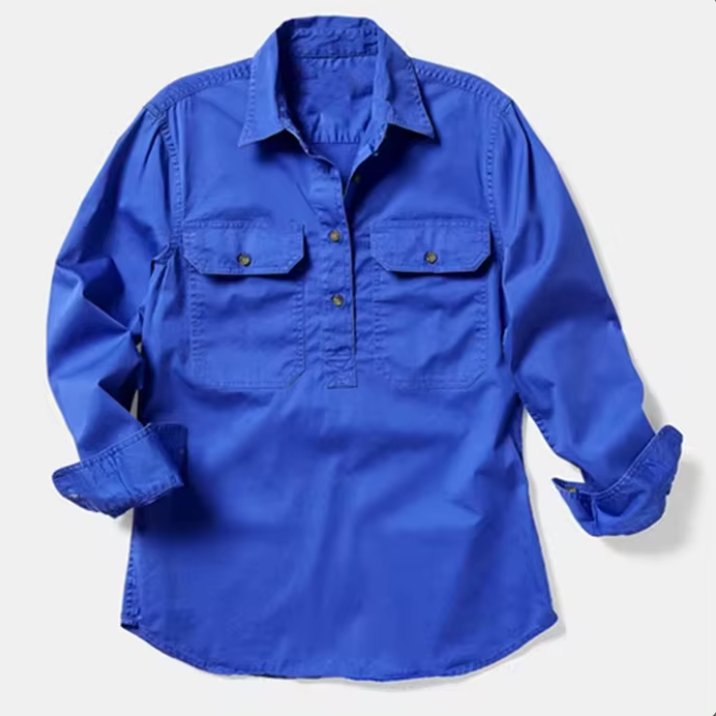 Half Button Long Sleeve Work Shirt