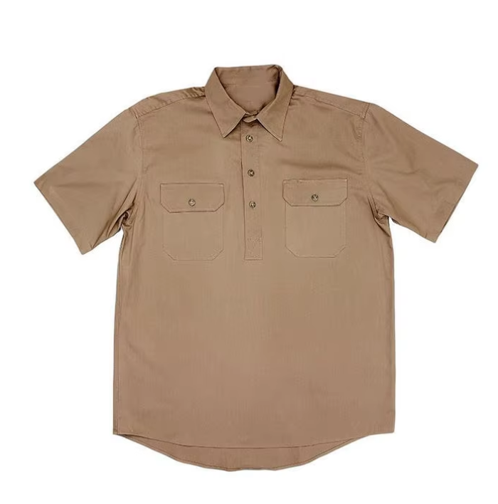 Half Button Short Sleeve Work Shirt