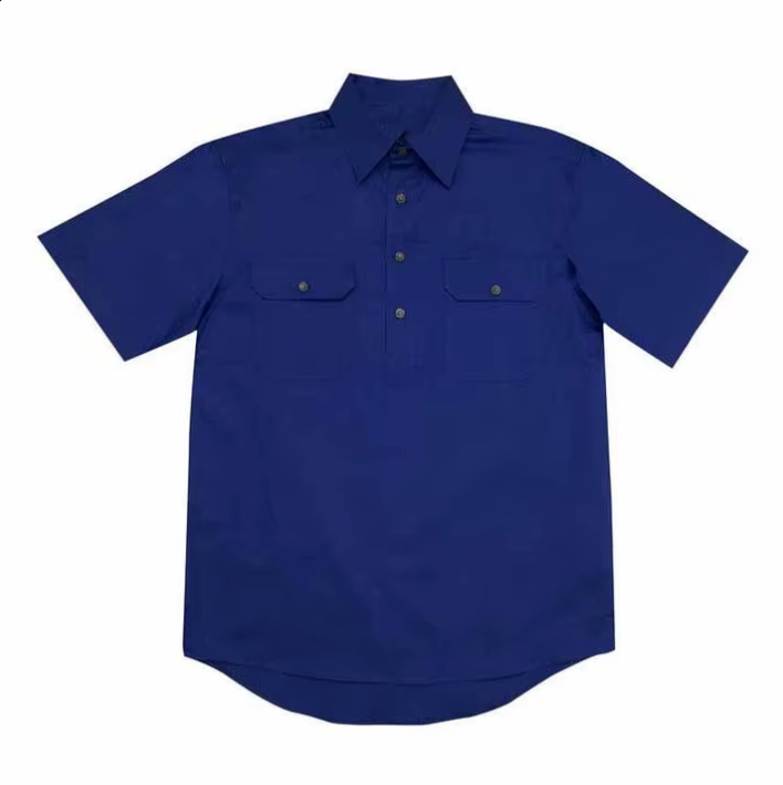 Half Button Short Sleeve Work Shirt